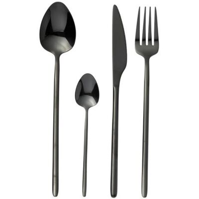 Non communiqué Ménagère 24 Pièces en Inox "Irvin Brillant" 27cm Noir Noir - Publicité Non communiqué Ménagère 24 Pièces en Inox "Irvin Brillant" 27cm Noir Noir - Publicité