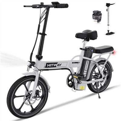 Non communiqué HITWAY Vélo Électrique 16″, Batterie Amovible 36V13Ah, Moteur 250W, E-Bike de ville pliable,Vélos à Assistance, Blanc - Publicité Non communiqué HITWAY Vélo Électrique 16″, Batterie Amovible 36V13Ah, Moteur 250W, E-Bike de ville pliable,Vélos à Assistance, Blanc - Publicité
