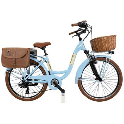 Non communiqué E-bike VENERE vélo de ville Dolce Vita by Canellini avec sacs et panier - Bleu clair - Publicité Non communiqué E-bike VENERE vélo de ville Dolce Vita by Canellini avec sacs et panier - Bleu clair - Publicité