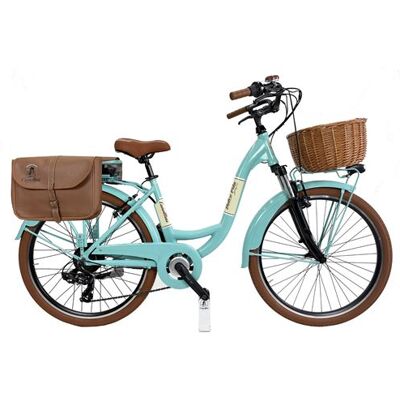 Non communiqué E-bike VENERE vélo de ville Dolce Vita by Canellini avec sacs et panier - Tiffany - Publicité Non communiqué E-bike VENERE vélo de ville Dolce Vita by Canellini avec sacs et panier - Tiffany - Publicité