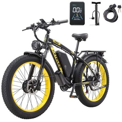 Non communiqué Vélo électrique Keteles K800 26'', moteur 2*1000W, batterie 23AH - Jaune - Publicité Non communiqué Vélo électrique Keteles K800 26'', moteur 2*1000W, batterie 23AH - Jaune - Publicité