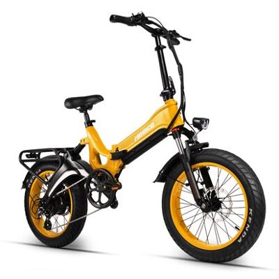 Non communiqué Vélo électrique MIHOGO NX jaune tout-terrain 20 pouces, batterie 12,8Ah, moteur 750W, pneus larges 4.0, freins à disque hydraulique, application mobile, suspension avant et arrière - Publicité Non communiqué Vélo électrique MIHOGO NX jaune tout-terrain 20 pouces, batterie 12,8Ah, moteur 750W, pneus larges 4.0, freins à disque hydraulique, application mobile, suspension avant et arrière - Publicité