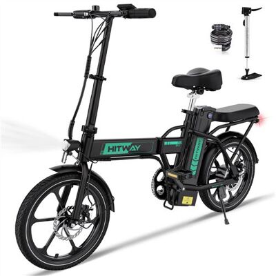 Non communiqué HITWAY Vélo Électrique 16″, Batterie Amovible 36V13Ah, Moteur 250W, E-Bike de ville pliable,Vélos à Assistance, Noir - Publicité Non communiqué HITWAY Vélo Électrique 16″, Batterie Amovible 36V13Ah, Moteur 250W, E-Bike de ville pliable,Vélos à Assistance, Noir - Publicité