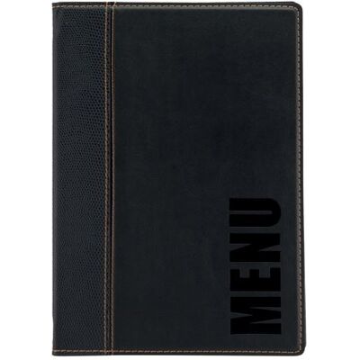Materiel Ch Pro Carte Menu simili cuir de la gamme Tendance A5, 1 double insert inclus (présente 4 pages A5) Securit Noir - Publicité Materiel Ch Pro Carte Menu simili cuir de la gamme Tendance A5, 1 double insert inclus (présente 4 pages A5) Securit Noir - Publicité