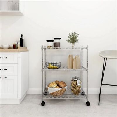 Non communiqué vidaXL Opbergrek met wielen 3-laags 150 kg 60x35x81 cm chroomkleurig324625 - Publicité Non communiqué vidaXL Opbergrek met wielen 3-laags 150 kg 60x35x81 cm chroomkleurig324625 - Publicité
