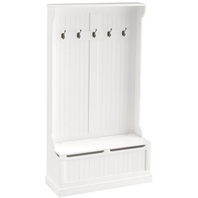 Non communiqué Vestiaire d'entrée banc coffre 3 en 1 style classique chic - 5 patères doubles - MDF blanc cassé Blanc - Publicité Non communiqué Vestiaire d'entrée banc coffre 3 en 1 style classique chic - 5 patères doubles - MDF blanc cassé Blanc - Publicité