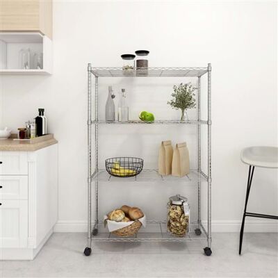 Non communiqué vidaXL Opbergrek 4-laags met wielen 200 kg 90x35x142 cm chroomkleurig324627 - Publicité Non communiqué vidaXL Opbergrek 4-laags met wielen 200 kg 90x35x142 cm chroomkleurig324627 - Publicité