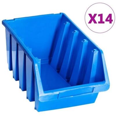 vidaXL Bacs empilables de stockage 14 pcs Bleu Plastique Bleu - Publicité vidaXL Bacs empilables de stockage 14 pcs Bleu Plastique Bleu - Publicité