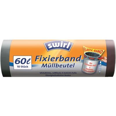 Non communiqué swirl Sac poubelle, avec bande de fixation, 60 litres, noir - Publicité Non communiqué swirl Sac poubelle, avec bande de fixation, 60 litres, noir - Publicité