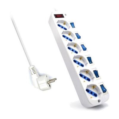 Multiprise 6 Prises avec Interrupteur Ewent EW3932-3M 3500W Blanc Blanc - Publicité Multiprise 6 Prises avec Interrupteur Ewent EW3932-3M 3500W Blanc Blanc - Publicité