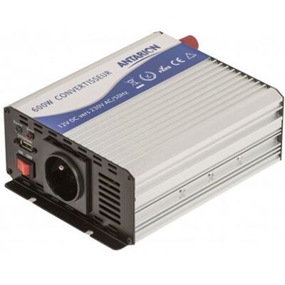 ANTARION Convertisseur de tension Quasi Sinus 600W 12V/230V avec pinces - Publicité ANTARION Convertisseur de tension Quasi Sinus 600W 12V/230V avec pinces - Publicité