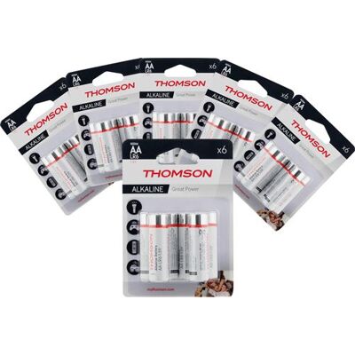 Thomson - Lot de 48 piles alcalines LR06 AA 1,5V - Publicité Thomson - Lot de 48 piles alcalines LR06 AA 1,5V - Publicité