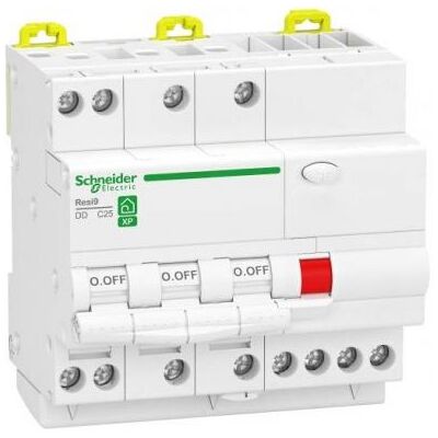 Schneider Electric Disjoncteur différentiel 25A XP Resi9 - 3P + N - Type Asi - Courbe C - 30mA - 230V CA - 10 pas de 9 mm - Publicité Schneider Electric Disjoncteur différentiel 25A XP Resi9 - 3P + N - Type Asi - Courbe C - 30mA - 230V CA - 10 pas de 9 mm - Publicité