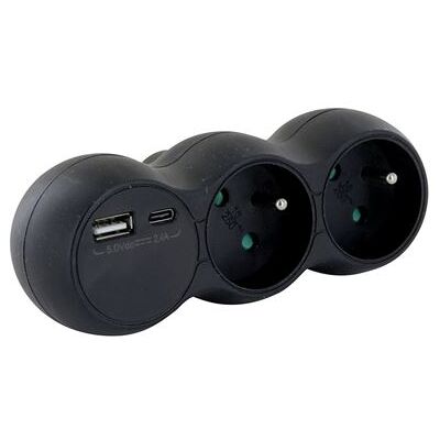 Non communiqué Chacon - Domino 2x16A + USB-A/C - Noir Noir - Publicité Non communiqué Chacon - Domino 2x16A + USB-A/C - Noir Noir - Publicité