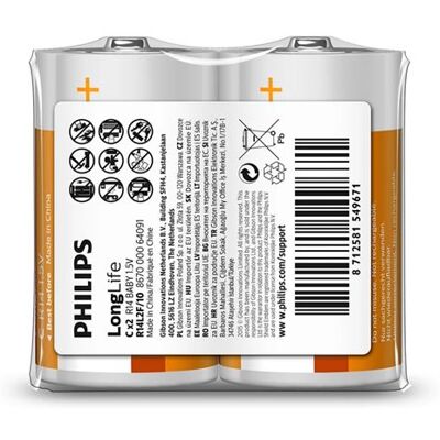 Non communiqué Piles Philips LongLife 2 Unités 1.5V R14 - Publicité Non communiqué Piles Philips LongLife 2 Unités 1.5V R14 - Publicité