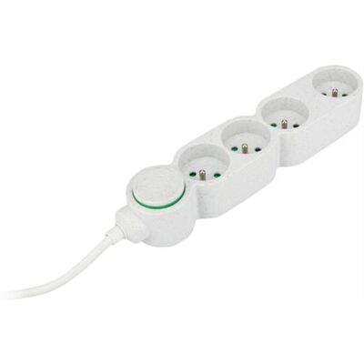 Multiprise Zenitech 4 prises - Plastique recyclé - Blanc - Publicité Multiprise Zenitech 4 prises - Plastique recyclé - Blanc - Publicité