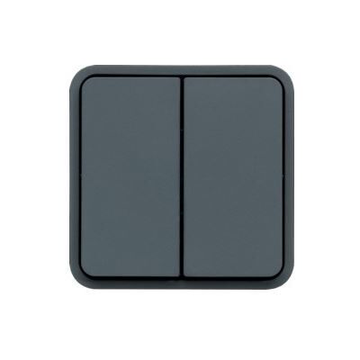 Double poussoir inverseur lumineux bleu étanche cubyko associable - gris - wna045- hager - Publicité Double poussoir inverseur lumineux bleu étanche cubyko associable - gris - wna045- hager - Publicité