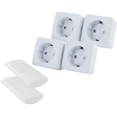 Non communiqué Chacon - Lot de 4 mini prises Schuko On/Off + 2 télécommandes - Publicité Non communiqué Chacon - Lot de 4 mini prises Schuko On/Off + 2 télécommandes - Publicité