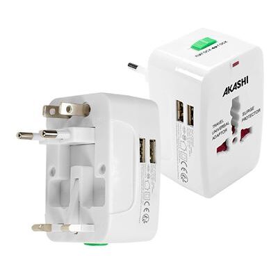 AKASHI Adaptateur Universel De Voyage Avec 2 Sorties Usb - Blanc Blanc - Publicité AKASHI Adaptateur Universel De Voyage Avec 2 Sorties Usb - Blanc Blanc - Publicité