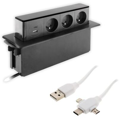 Non communiqué Otio - Multiprise encastrable 16A + câble USB universel Quick Charge OFFERT - Publicité Non communiqué Otio - Multiprise encastrable 16A + câble USB universel Quick Charge OFFERT - Publicité