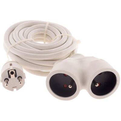 Rallonge double Zenitech 3G1.5 mm blanc 3m - 1 prise mâle + 2 prises femelle - Publicité Rallonge double Zenitech 3G1.5 mm blanc 3m - 1 prise mâle + 2 prises femelle - Publicité