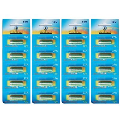 Non communiqué Lot de 20 Piles Alcaline 12V type 27A, compatibles A27/A27BP/A27S/AG27/B-1/CA22/EL-812/EL812/G27A - Visiodirect - - Publicité Non communiqué Lot de 20 Piles Alcaline 12V type 27A, compatibles A27/A27BP/A27S/AG27/B-1/CA22/EL-812/EL812/G27A - Visiodirect - - Publicité
