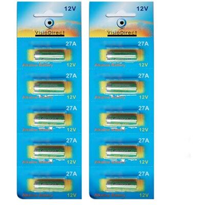 Non communiqué Lot de 10 Piles Alcaline 12V type 27A, compatibles A27/A27BP/A27S/AG27/GP27/GP27A/L828/MN27/R27A - Visiodirect - - Publicité Non communiqué Lot de 10 Piles Alcaline 12V type 27A, compatibles A27/A27BP/A27S/AG27/GP27/GP27A/L828/MN27/R27A - Visiodirect - - Publicité