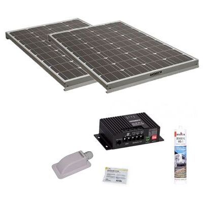 Non communiqué Pack 2x Panneaux Solaires 140W + Kit de pose Solaire avec Régulateur MPPT 20A - Publicité Non communiqué Pack 2x Panneaux Solaires 140W + Kit de pose Solaire avec Régulateur MPPT 20A - Publicité