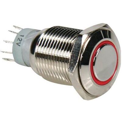 Velleman Bouton poussoir métallique rond spdt 1no 1nc anneau rouge - Publicité Velleman Bouton poussoir métallique rond spdt 1no 1nc anneau rouge - Publicité
