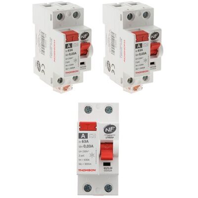 Non communiqué Thomson - 3 Interrupteurs différentiels à vis - 30mA type A 63A NF - Publicité Non communiqué Thomson - 3 Interrupteurs différentiels à vis - 30mA type A 63A NF - Publicité