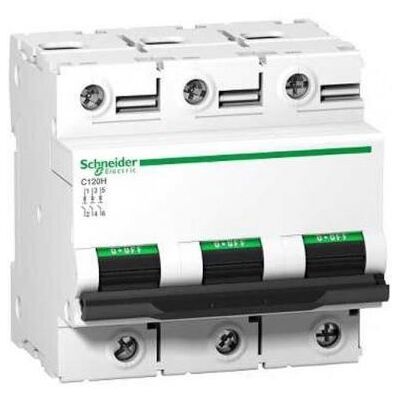 Schneider Electric Disjoncteur 80 A - C120H - 3P - Courbe C - 15 kA - Publicité Schneider Electric Disjoncteur 80 A - C120H - 3P - Courbe C - 15 kA - Publicité