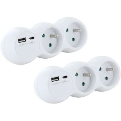 CHACON - 47002 - 2x16A USB-A USB-C - Blanc - Publicité CHACON - 47002 - 2x16A USB-A USB-C - Blanc - Publicité