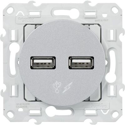 Schneider Electric Odace chargeur USB aluminium 5V 2.1A - Publicité Schneider Electric Odace chargeur USB aluminium 5V 2.1A - Publicité