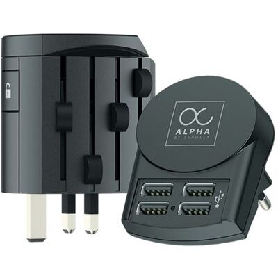Non communiqué Adaptateur de Voyage 4 USB Alpha Prises Universel Skross Noir Noir - Publicité Non communiqué Adaptateur de Voyage 4 USB Alpha Prises Universel Skross Noir Noir - Publicité