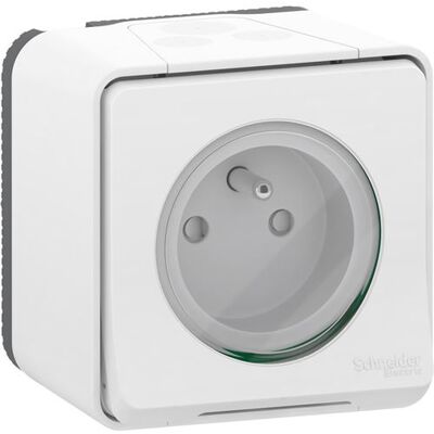 Non communiqué Prise 2P+T en saillie étanche IP55 - blanc - Mureva - Schneider Blanc - Publicité Non communiqué Prise 2P+T en saillie étanche IP55 - blanc - Mureva - Schneider Blanc - Publicité