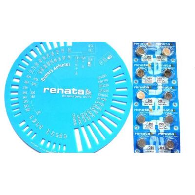 Renata 395 SR927SW Silver Oxide 1 blister de 10 Piles boutons , avec Gabarit Argent - Publicité Renata 395 SR927SW Silver Oxide 1 blister de 10 Piles boutons , avec Gabarit Argent - Publicité