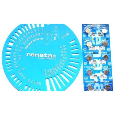 Renata 399 SR927W Silver Oxide 1 blister de 10 Piles boutons , avec Gabarit Argent - Publicité Renata 399 SR927W Silver Oxide 1 blister de 10 Piles boutons , avec Gabarit Argent - Publicité