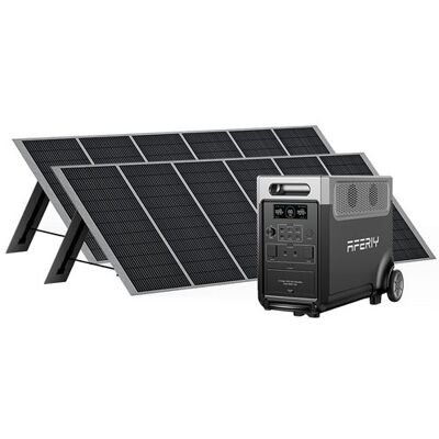Non communiqué AFERIY Générateur solaire 3600 W avec 2 panneaux solaires de 400 W, batterie LiFePO4 portable 3840 Wh, 220 V-240 V, Contrôle par App,panneau solaire pliable avec USB, IP65, pour camping, voyage Noir - Publicité Non communiqué AFERIY Générateur solaire 3600 W avec 2 panneaux solaires de 400 W, batterie LiFePO4 portable 3840 Wh, 220 V-240 V, Contrôle par App,panneau solaire pliable avec USB, IP65, pour camping, voyage Noir - Publicité