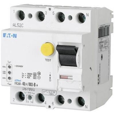Eaton FRCDM-40/4/03-G/B+ - FI-Schalter 40A 4p 300mA - Interrupteur différentiel sensible tous courants - Publicité Eaton FRCDM-40/4/03-G/B+ - FI-Schalter 40A 4p 300mA - Interrupteur différentiel sensible tous courants - Publicité