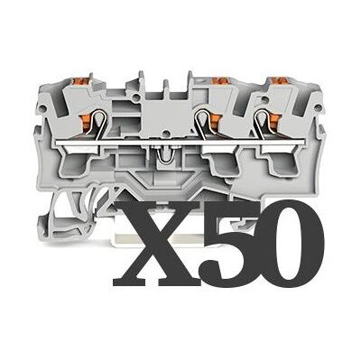 WAGO Boîte de 50 bornes de passage pour 3 conducteurs - 4mm² - Push-In CAGE CLAMP® - Publicité WAGO Boîte de 50 bornes de passage pour 3 conducteurs - 4mm² - Push-In CAGE CLAMP® - Publicité
