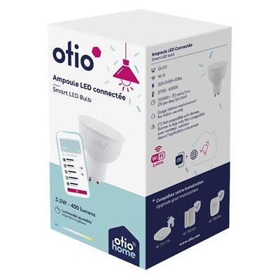 Otio - Ampoule connectée WIFI LED GU10 5,5W - Publicité Otio - Ampoule connectée WIFI LED GU10 5,5W - Publicité
