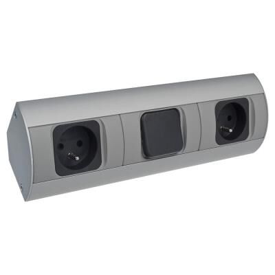 Prise pour meubles ORNO - Double IP20 avec interrupteur aluminium - Publicité Prise pour meubles ORNO - Double IP20 avec interrupteur aluminium - Publicité