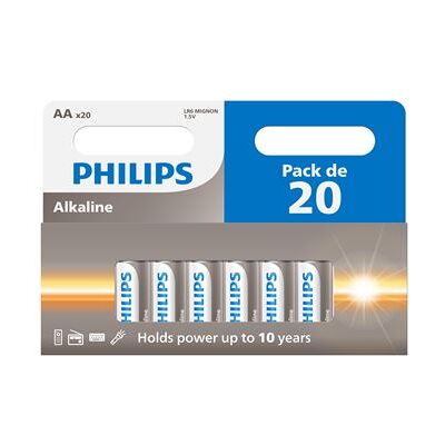 Lot de 20 piles Philips AA LR6 1 pack de 10+10 - Publicité Lot de 20 piles Philips AA LR6 1 pack de 10+10 - Publicité