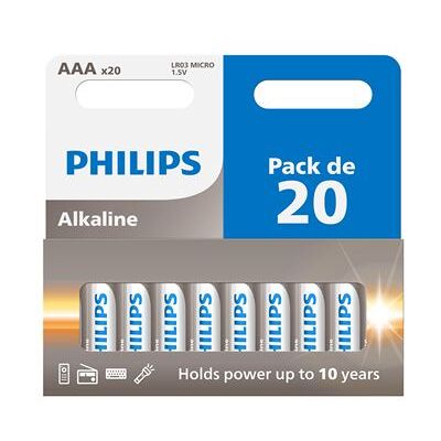 Piles AAA Philips - Pack de 20 - Pour appareils ménagers - Publicité Piles AAA Philips - Pack de 20 - Pour appareils ménagers - Publicité