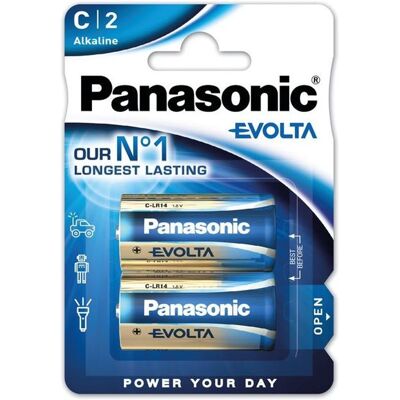 Pack de 2 piles alcaline LR14 C Panasonic Evolta - Publicité Pack de 2 piles alcaline LR14 C Panasonic Evolta - Publicité