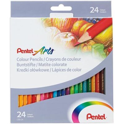 Crayons de couleurs hexagonaux Pentel - Ensemble de 24 - Publicité Crayons de couleurs hexagonaux Pentel - Ensemble de 24 - Publicité