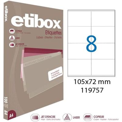 Non communiqué Boite de 800 étiquettes ETIBOX blanches autocollantes 105 x 72 mm - Publicité Non communiqué Boite de 800 étiquettes ETIBOX blanches autocollantes 105 x 72 mm - Publicité