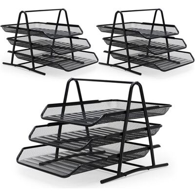 Non communiqué Lot de 3 Organisateurs de Bureau Waytex 3 Corbeilles à Courrier Coulissantes en Métal Perforé Noir Noir - Publicité Non communiqué Lot de 3 Organisateurs de Bureau Waytex 3 Corbeilles à Courrier Coulissantes en Métal Perforé Noir Noir - Publicité