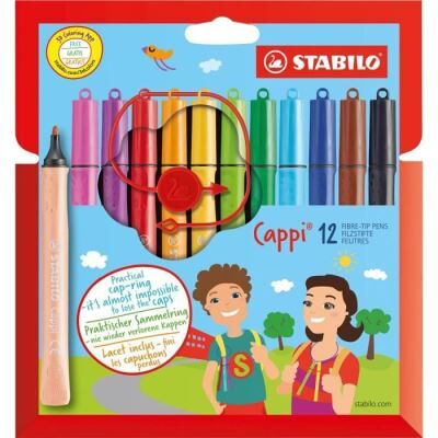 Stabilo Etui carton de 12 Feutres Cappi + 1 lacet - Publicité Stabilo Etui carton de 12 Feutres Cappi + 1 lacet - Publicité