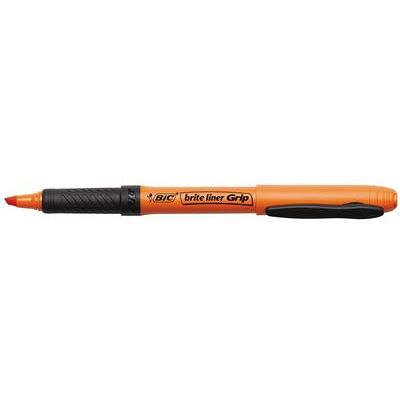 Surligneur De Poche Bic Briteliner Grip orange Orange - Publicité Surligneur De Poche Bic Briteliner Grip orange Orange - Publicité